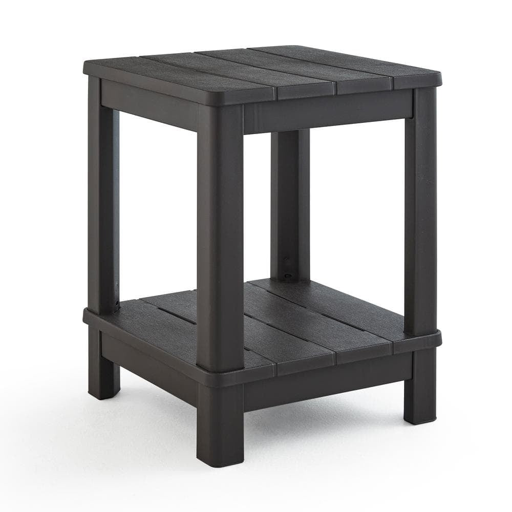 Deluxe 20 in. Resin Brown Square Patio Side Table with Storage - Bellso